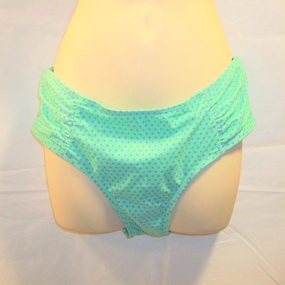 U.S. Polo Assn. Womens Bikini Swim Bottoms Size Large Dots Sea Green Purple